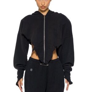 SAMI MIRO VINTAGE V CUT ZIP-UP HOODIE IN BLACK